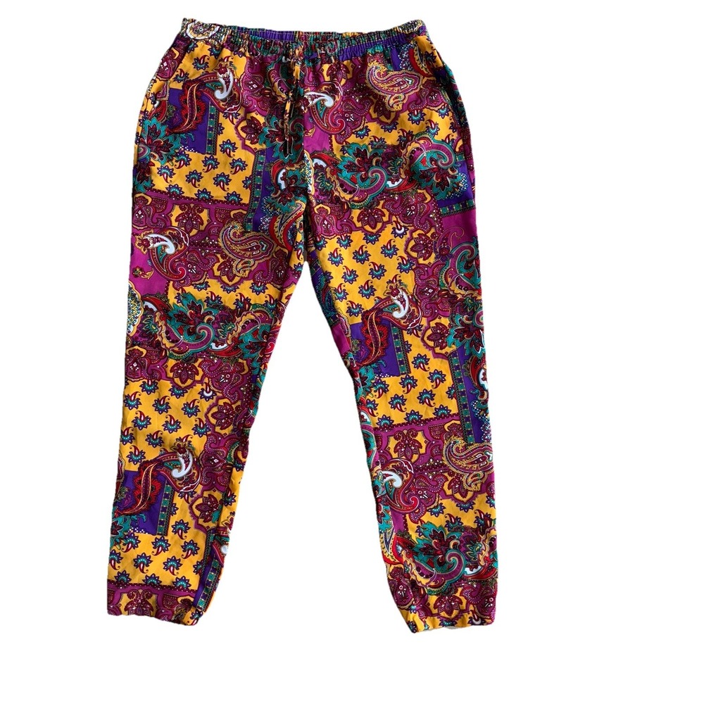 Ralph Lauren Womens 10 Multi Color Paisley Patchwork Trouser Pants Pockets Light - Picture 9 of 12
